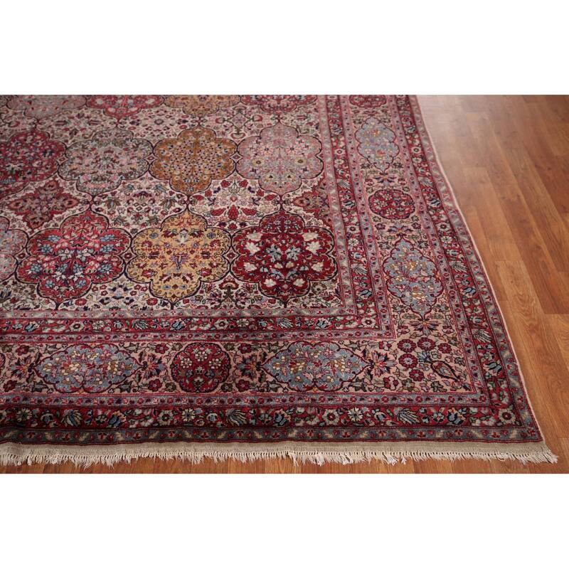 Vegetable Dye Agra Indian Antique Area Rug Hand-Knotted Wool Carpet - 9'1" x 12'2"