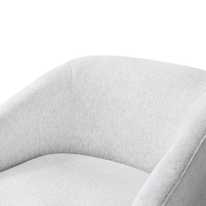 Modern Upholstered Swivel Barrel Accent Chair with Solid Wood Base, Arm Chair for Living Room