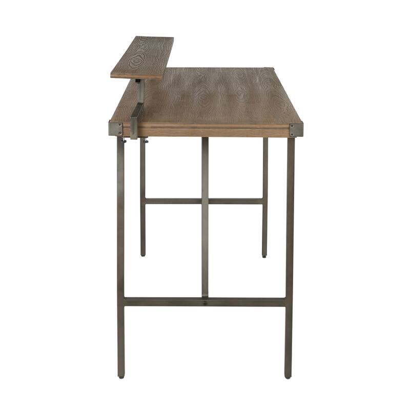 Gia Industrial Counter Table in Metal and Brown Wood-Pressed Grain Bamboo by LumiSource
