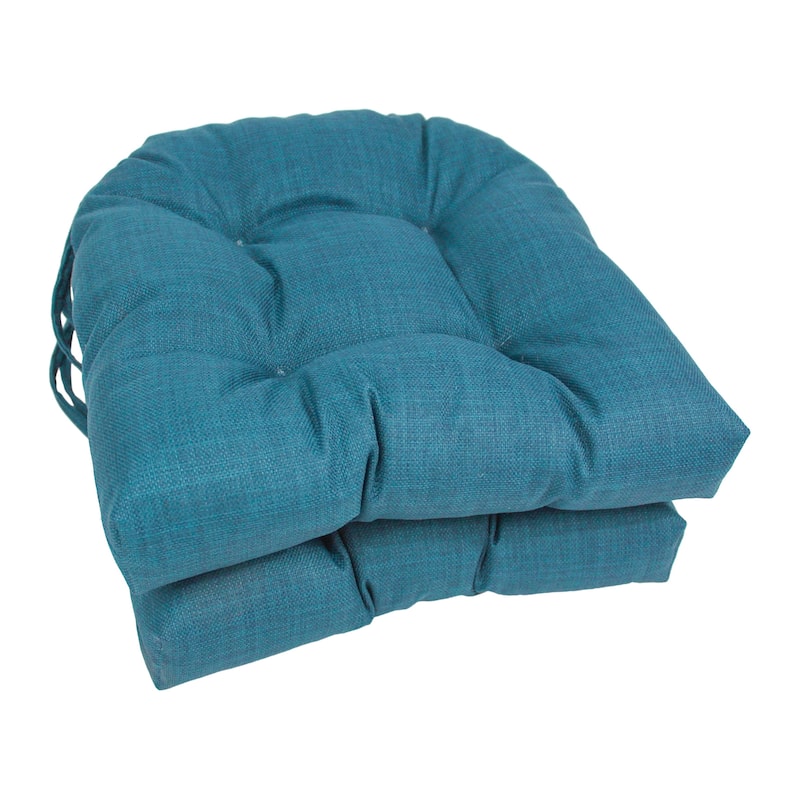 16-inch U-shaped Indoor/ Outdoor Chair Cushion (Set of 2) - 16" x 16" - Sea Blue