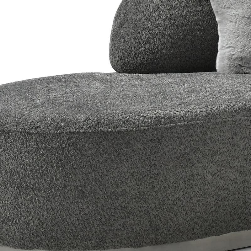 HomeRoots 150" Dark Gray Boucle Curved Sofa With Toss Pillows