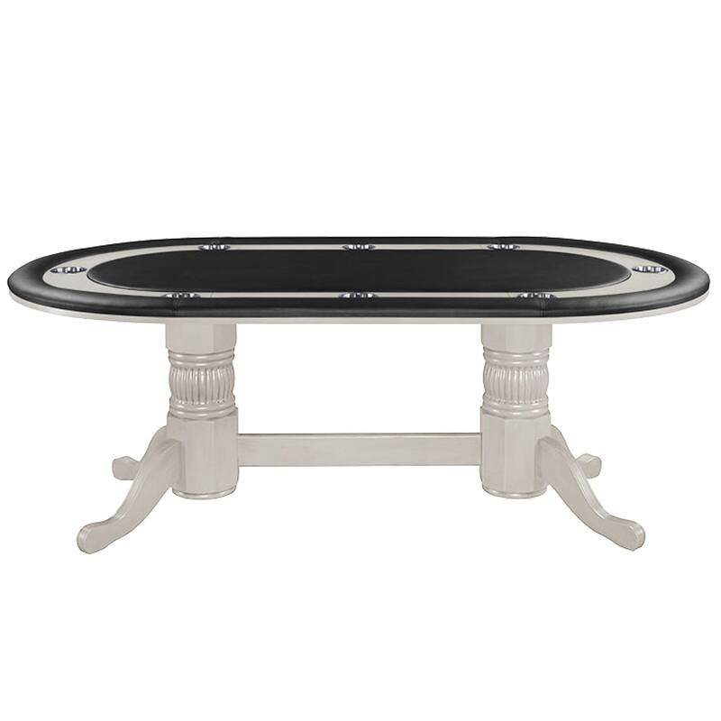 Wood 80 Inch Poker Table With Padded Vinyl Poker Surface By RAM Game Room - 80 INCH - White