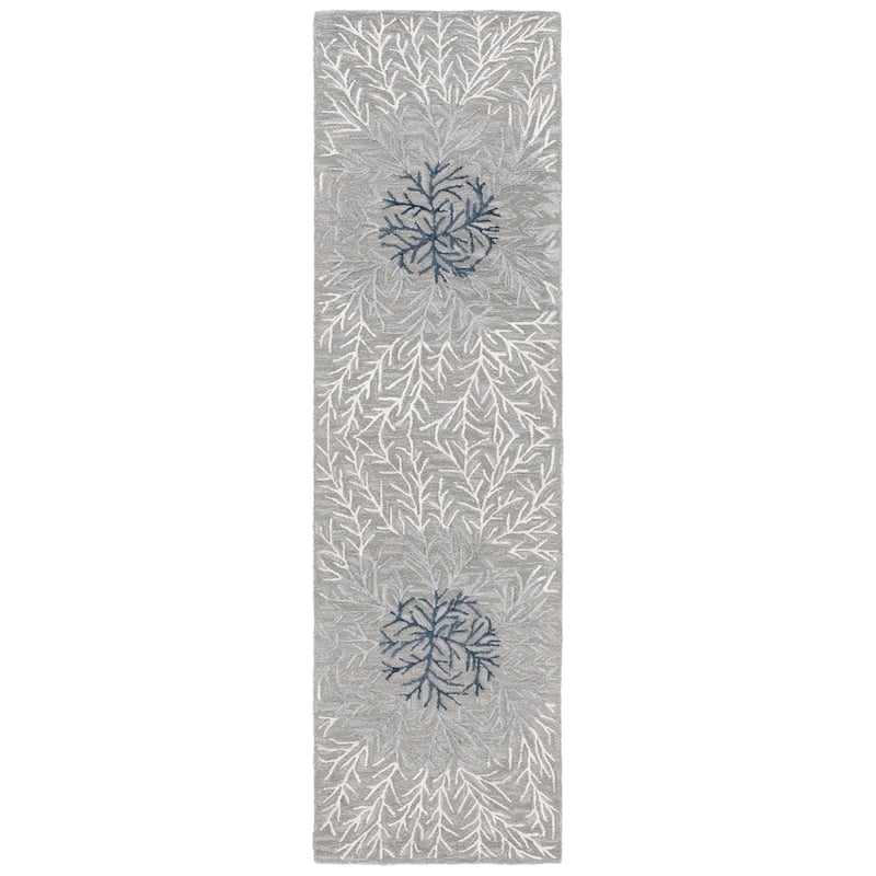 SAFAVIEH Handmade Soho Alessandra Modern Wool Rug - 2'3" x 8' Runner - Grey/Ivory