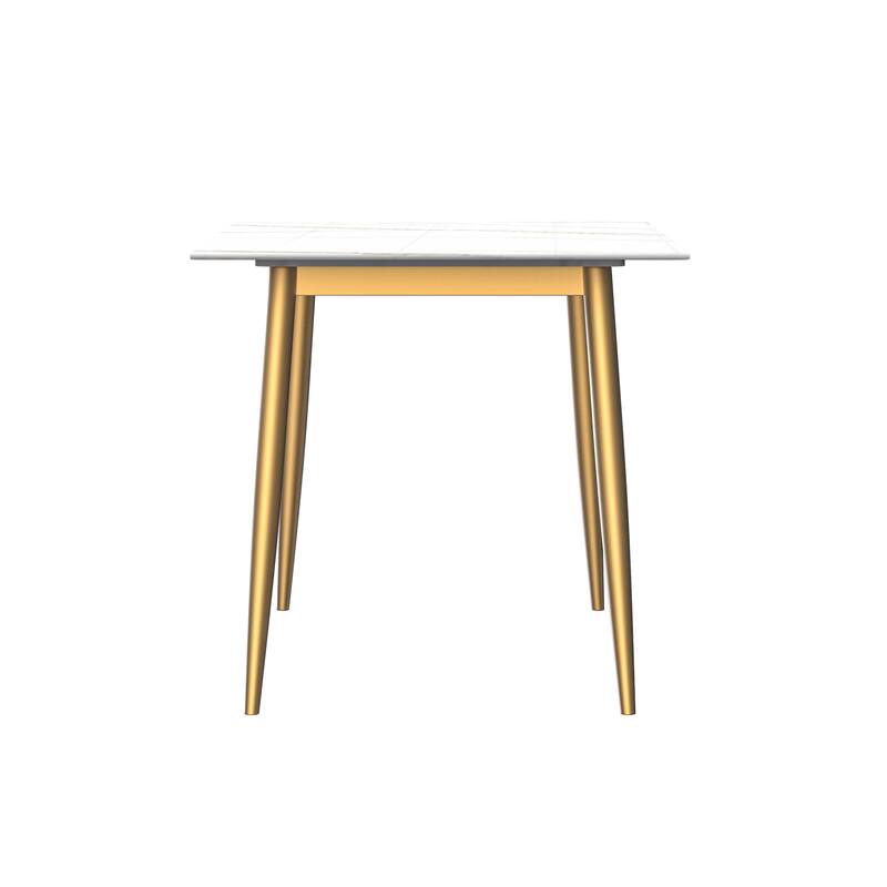 Zayle Dining Table with a 71" Rectangular Top and Gold Steel Base