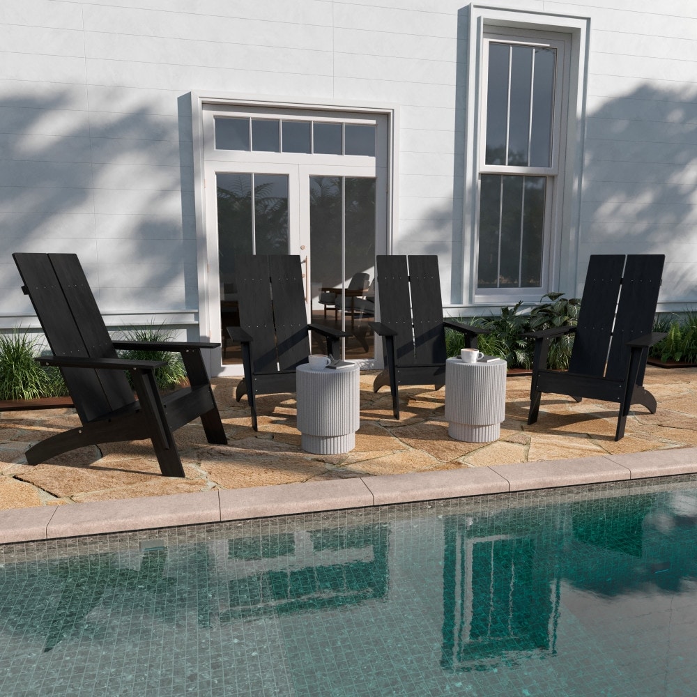 Modern Dual Slat Back Adirondack Style Chairs, Set of 4