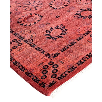 Fine Vibrance, One-of-a-Kind Hand-Knotted Runner Rug - Pink, 3' 3" x 9' 1" - 3' 3" x 9' 1"