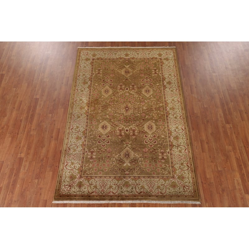 Gold Aubusson Oriental Area Rug Handmade Wool Carpet - 5'10"x 8'11"