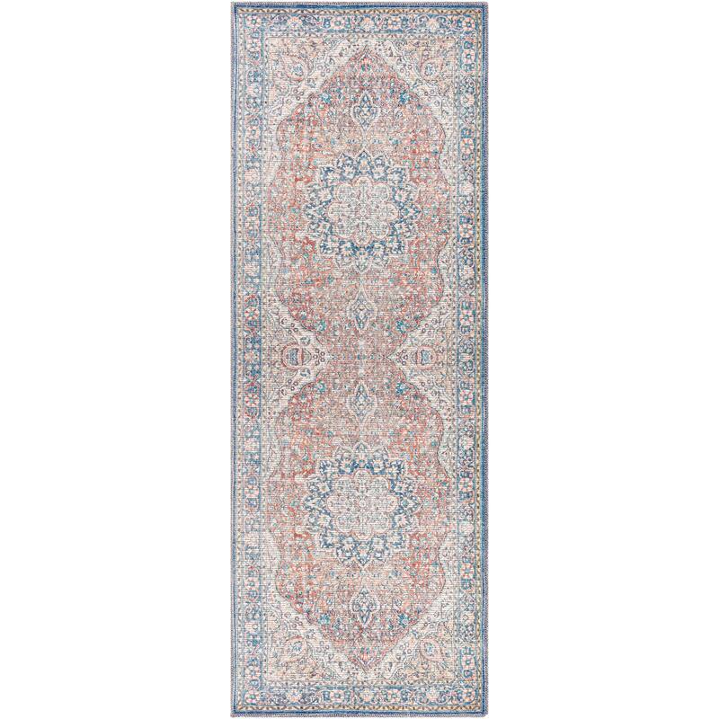 Livabliss Duquette Persian Medallion Printed Machine Washable Area Rug - Red/Blue - 2'7" x 12' Runner