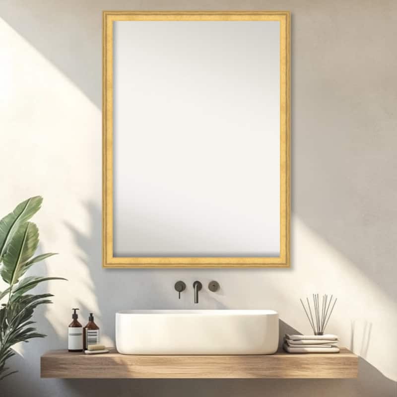 Owen Gold Non-Beveled Wood Framed Bathroom Vanity Wall Mirror - Owen Gold