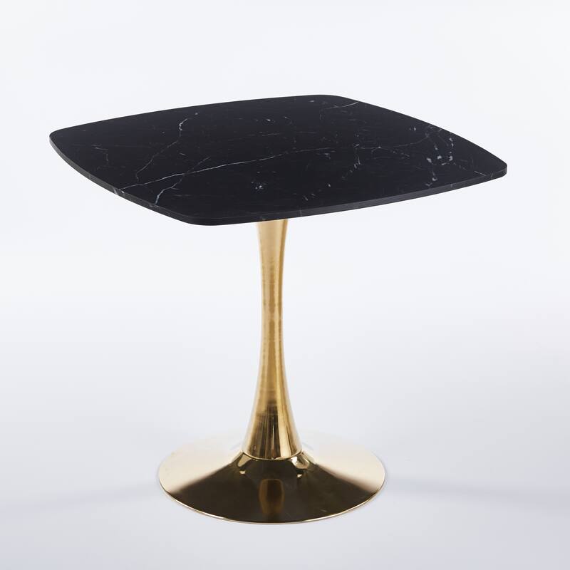 Tulip Dining Table for 2-4 People, Square Kitchen Dining Table , Bistro Table with MDF Tabletop & Metal Pedestal