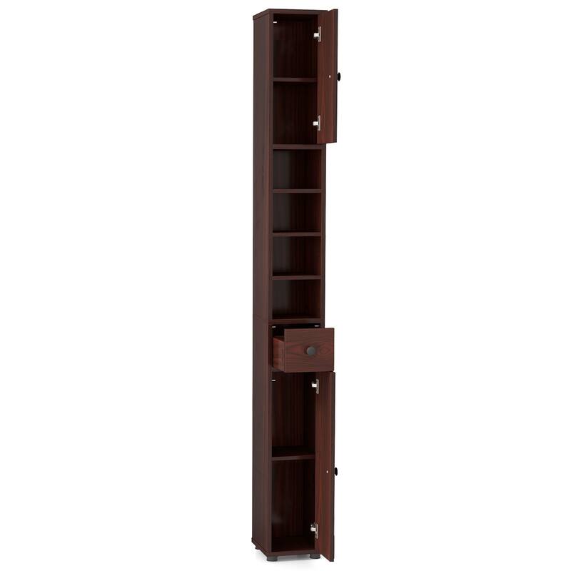 Narrow Freestanding Storage Cabinet for Bathroom Kitchen or Living Room Organization - 8" x 8" x 71"