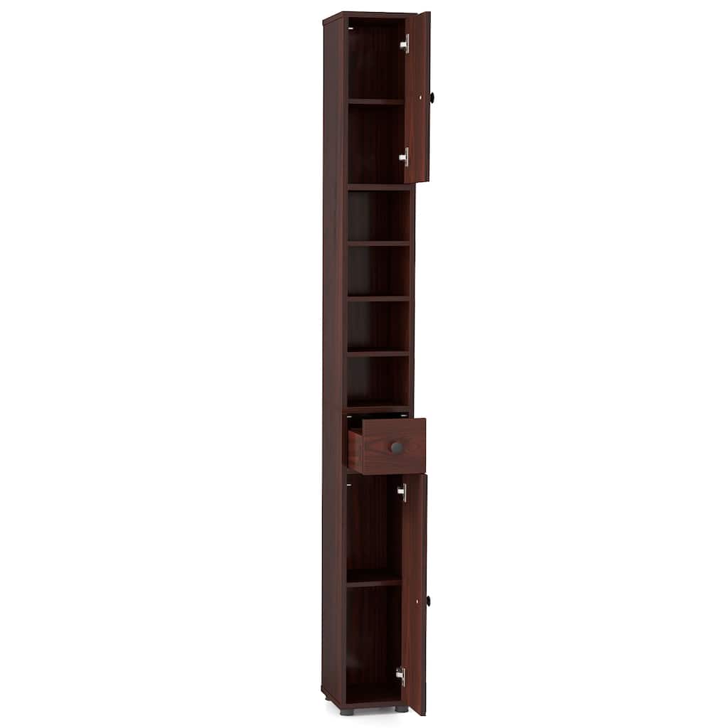 Narrow Freestanding Storage Cabinet for Bathroom Kitchen or Living Room Organization - 8" x 8" x 71"