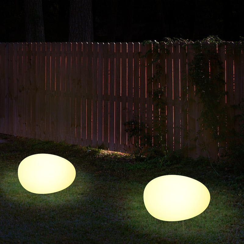 Indoor & Outdoor Chargeable Solar Garden Light - 12" Cobblestone Shape
