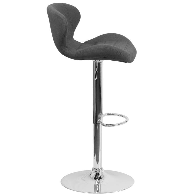 Modern Low-back Height-adjustable Chrome/Vinyl Barstools (Set of 2)
