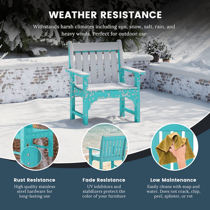 Polytrends Laguna Outdoor Patio 7-Piece Rectangular Table Garden Arm Chairs Dining Set