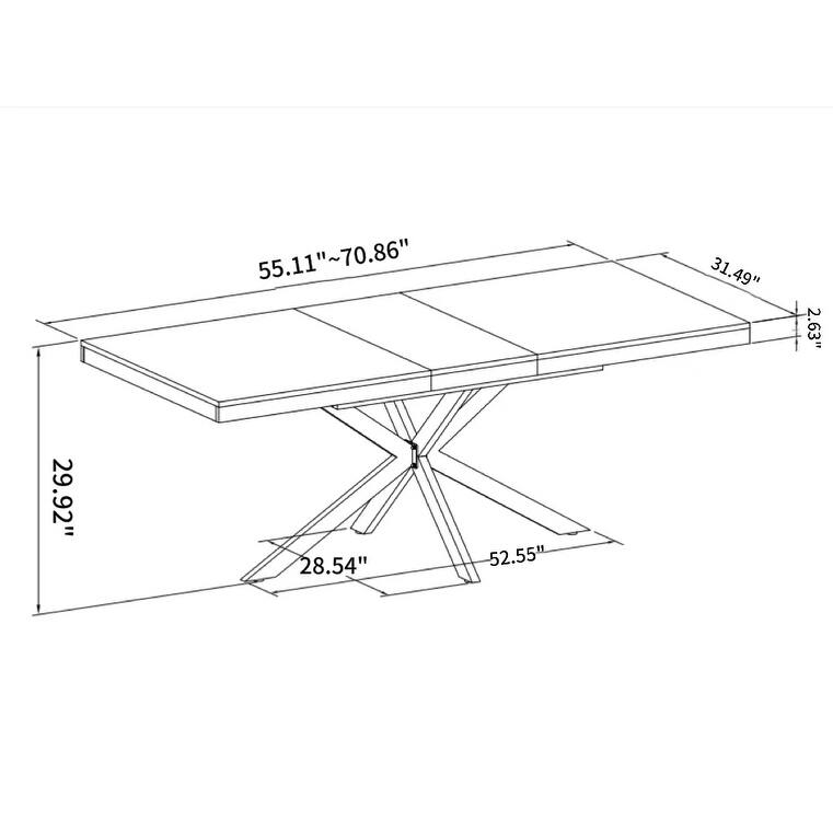 Retro Rectangular Stretch Dining Table with Cross Iron Base