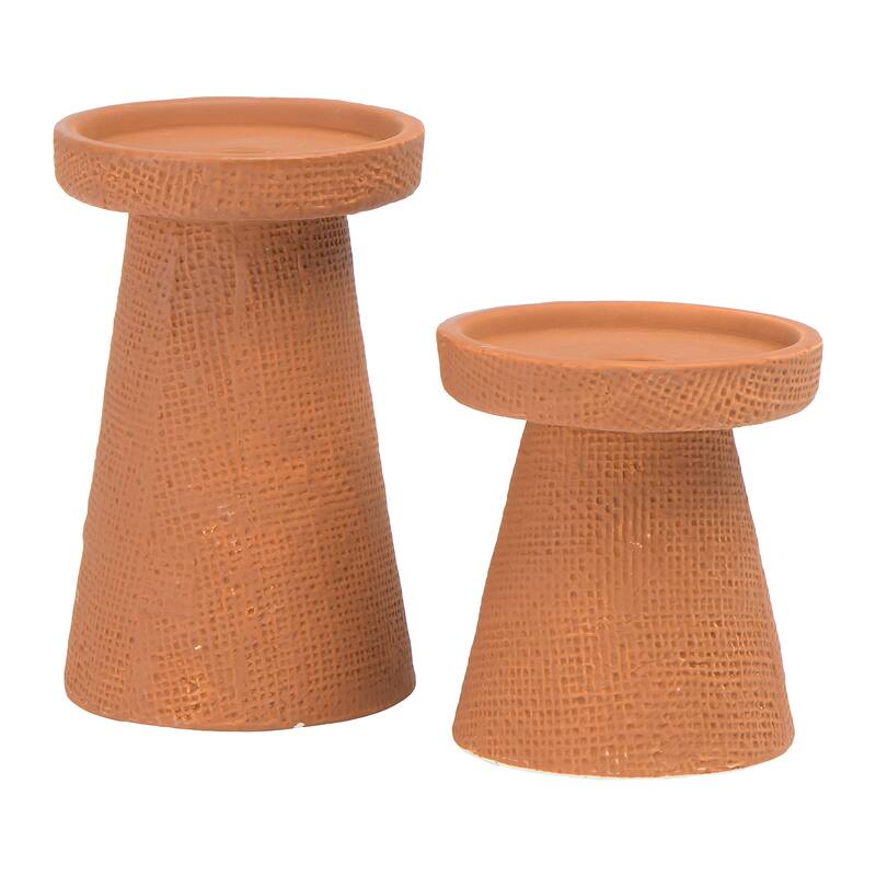 Stoneware Pillar & Taper Candle Holders, Set of 2