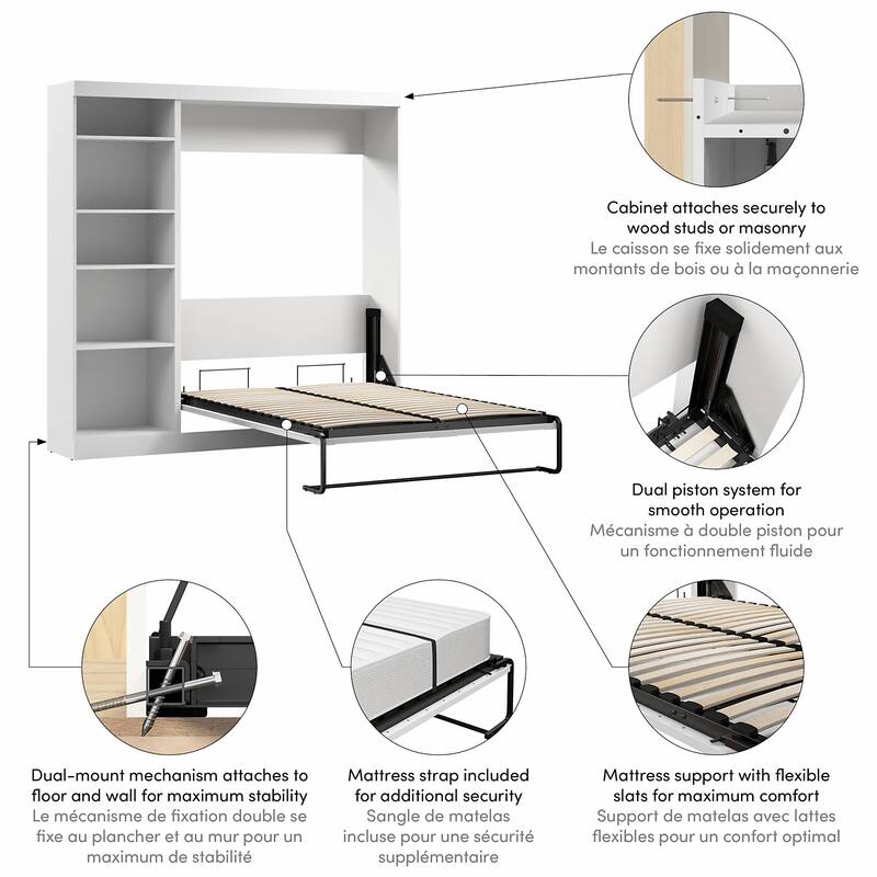 Pur Full Murphy Bed with Shelving Unit (84W) by Bestar
