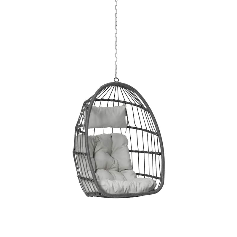 GDFStudio - Penelope Outdoor Rattan Egg Swing Chair for Relaxed and Stylish Garden Lounging
