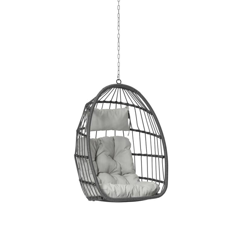 PE Rattan Egg Hanging Chair with Cushion