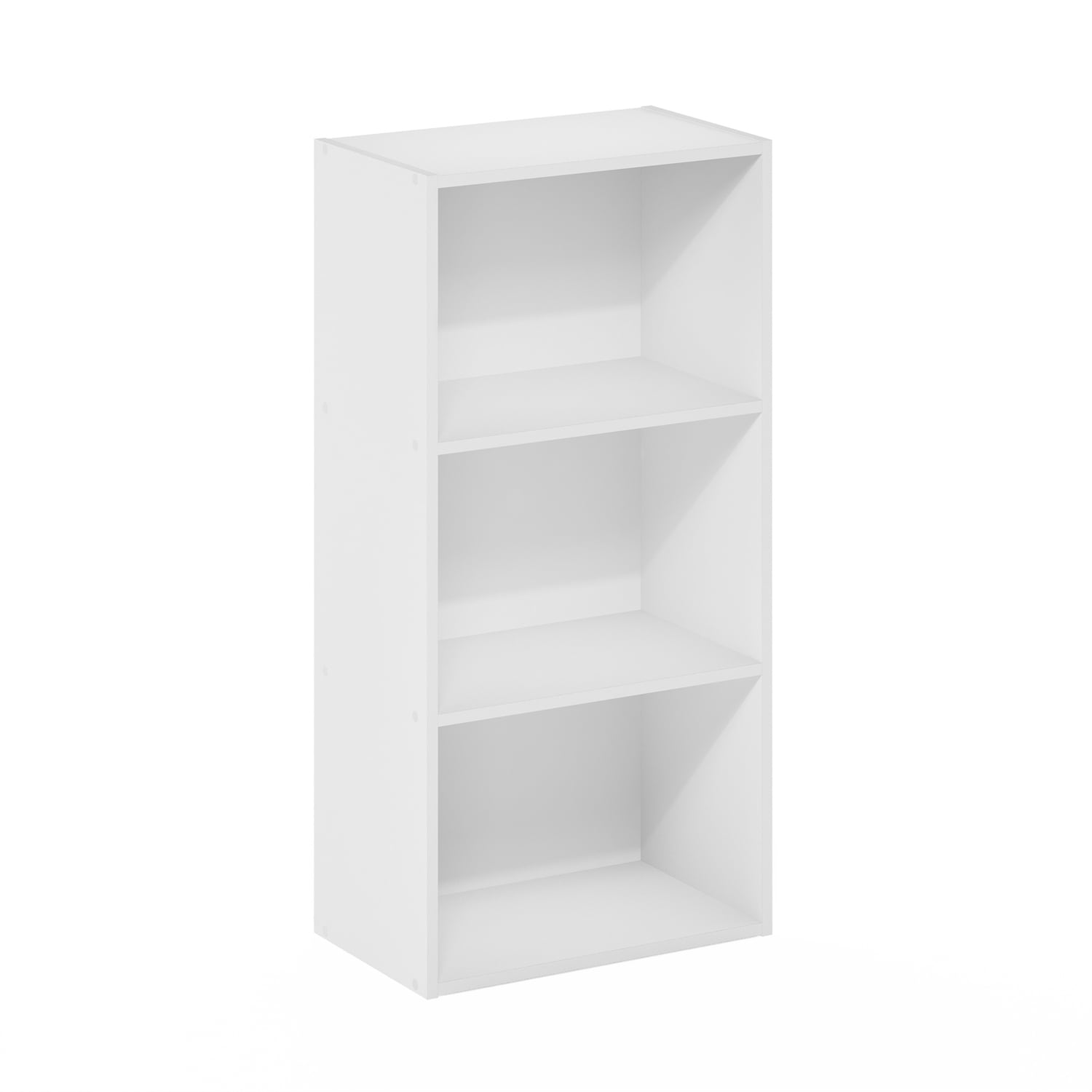 31.4 in. Tall White Wood 3-Shelf Bookcase