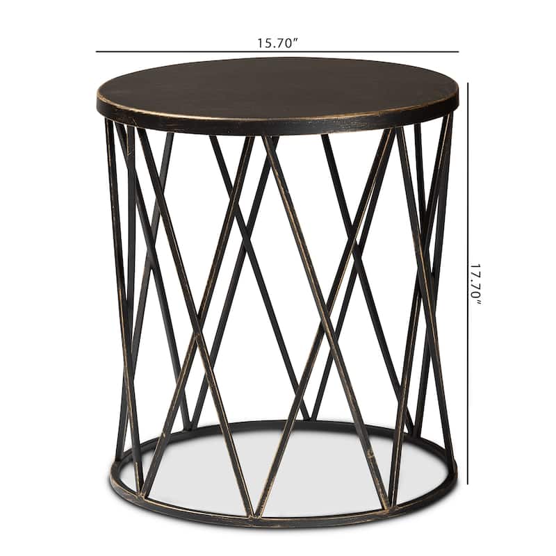 Finnick Modern Industrial Metal End Table-Antique Black