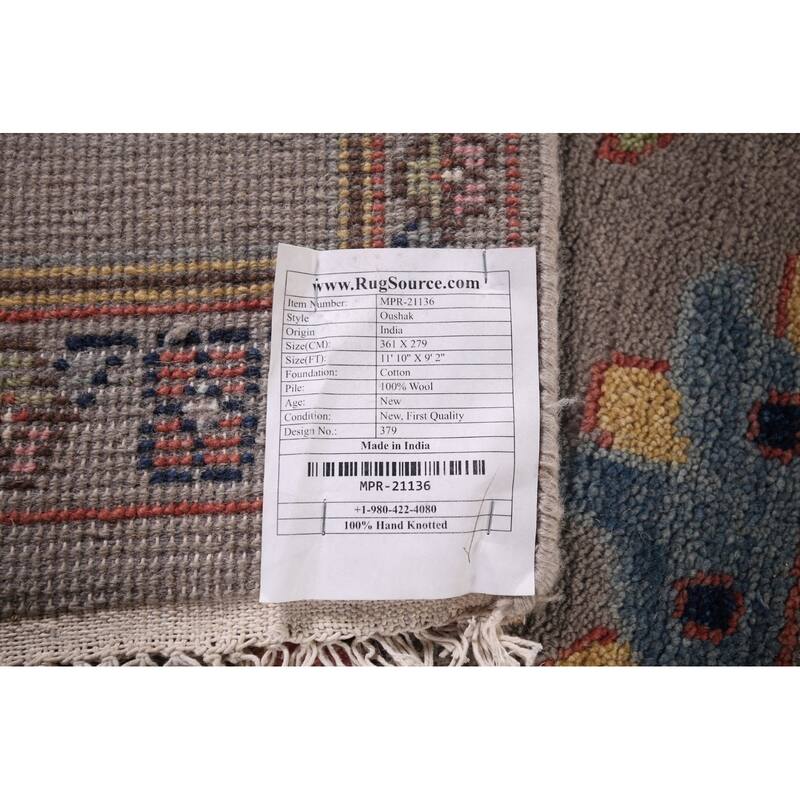 Transitional Oushak Oriental Area Rug Hand-Knotted Wool Carpet - 9'2"x 11'10"