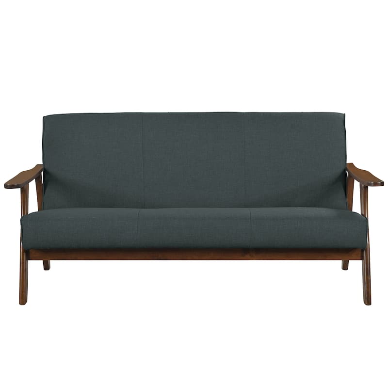 CraftPorch Wenge Wood Mid-Century Modern Linen Sofa