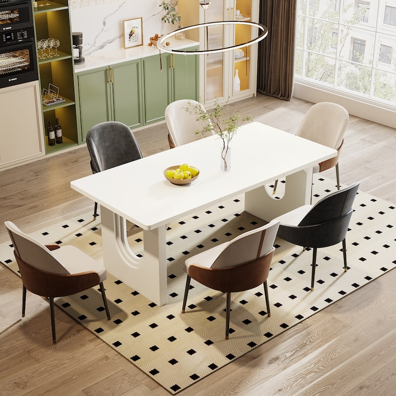 70.89" Rectangle Dining Table for 6-8 People, Modern Simple Wood Kitchen Table