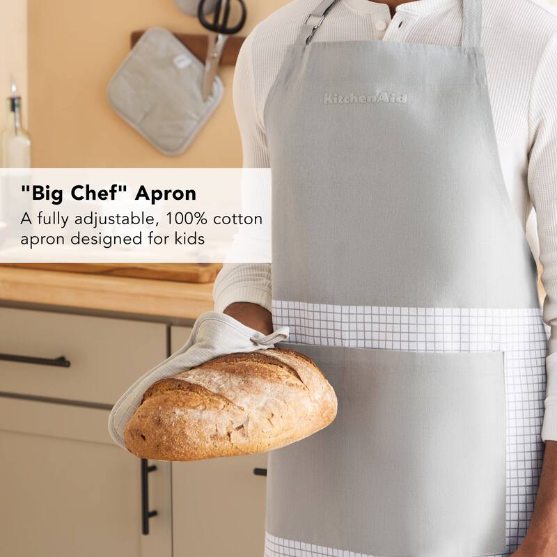 KITCHENAID Gourmet Series Gridlines Big Chef Apron, Water & Stain Resistant