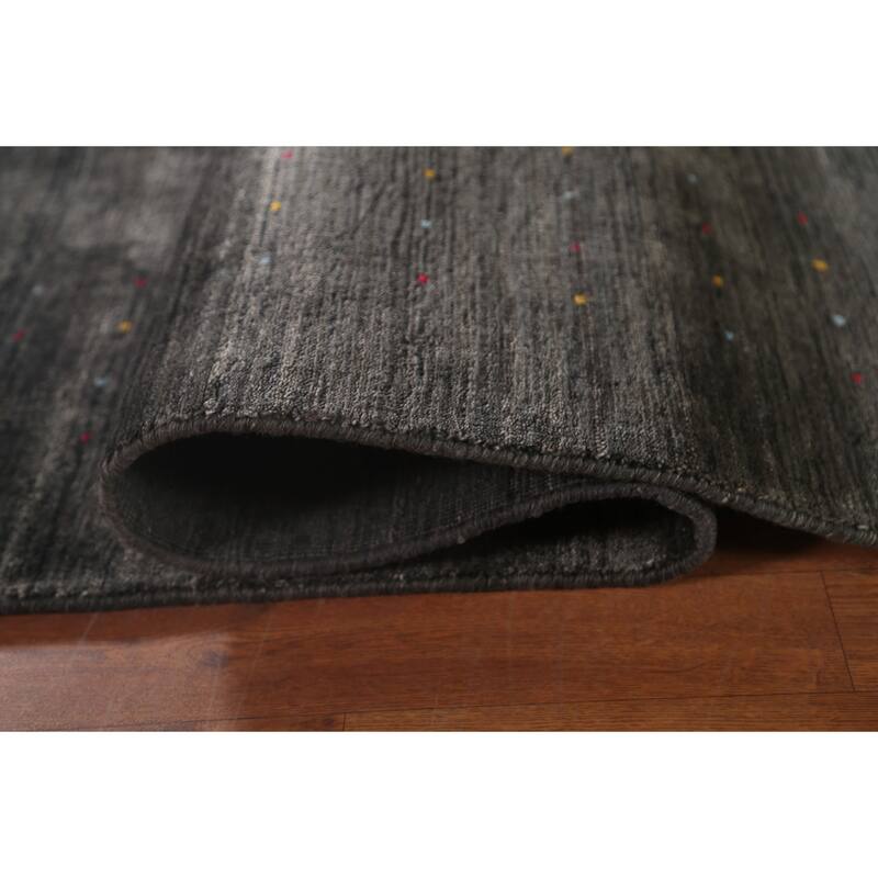 Gabbeh Area Rug Handmade Grey Tribal Wool Carpet - 8'3" x 9'8"