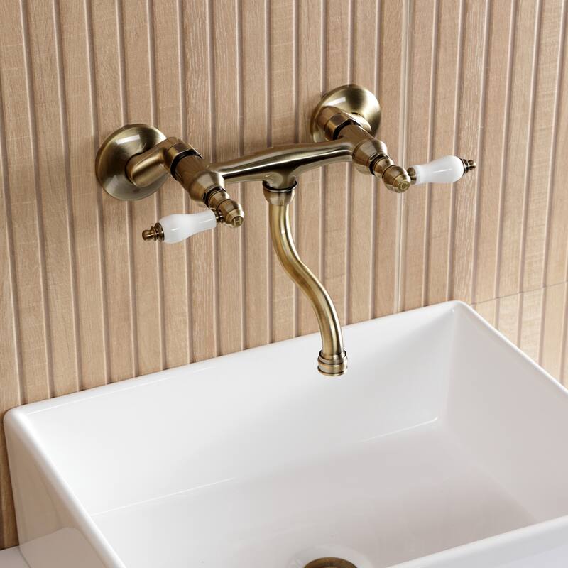 Kingston Brass Kingston Two-Handle 2-Hole Wall Mount Bathroom Faucet