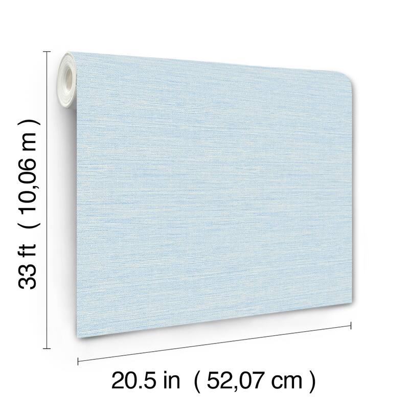 Chesapeake Agave Sky Blue Faux Grasscloth Wallpaper