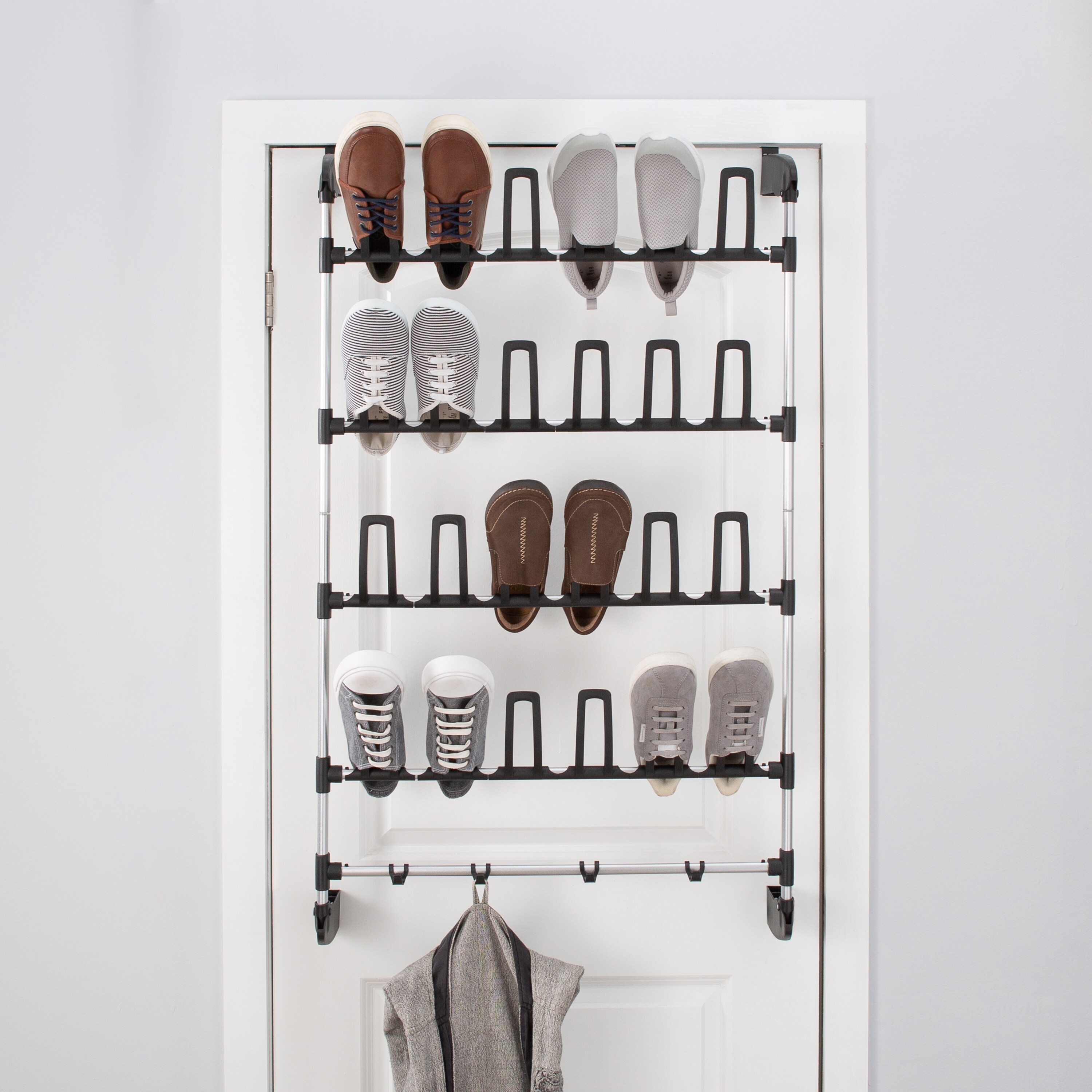 Organize It All 12 Pair Over the Door Shoe Rack with Accessory