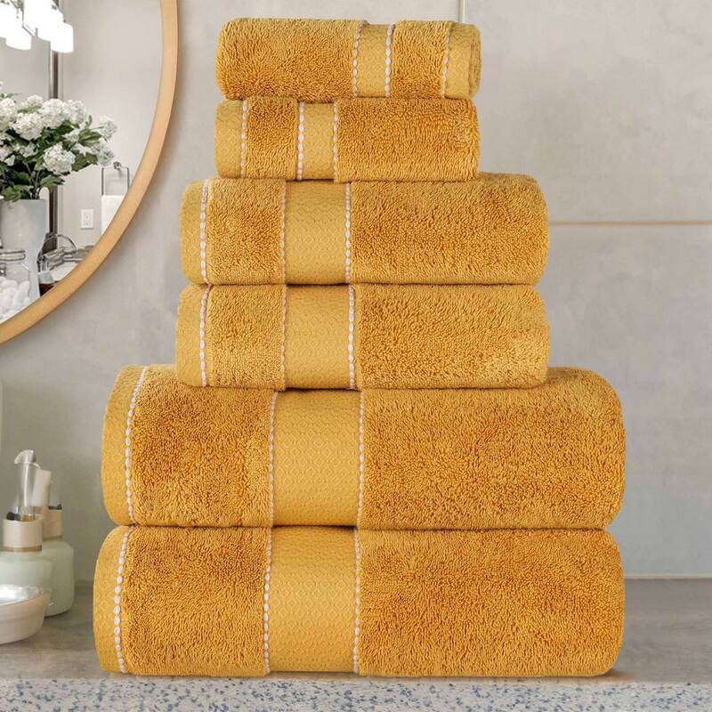 Superior Niles Cotton Ultra-Plush Absorbent 6 Piece Towel Set - Gold