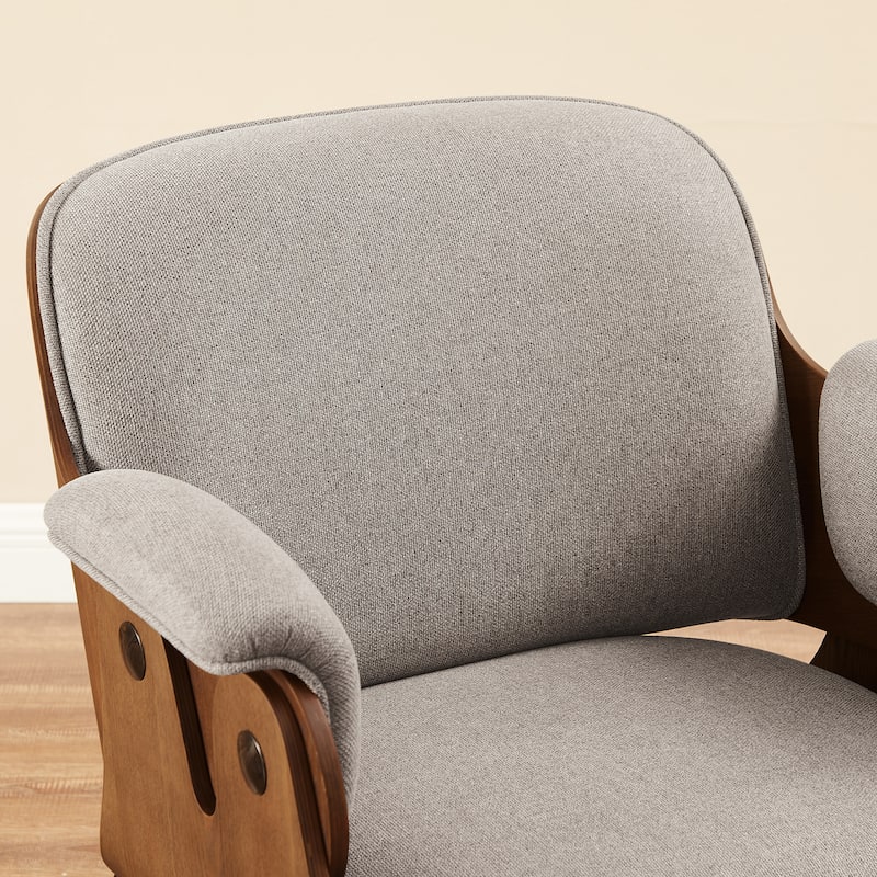 Art Leon Mid-Century Modern Fabric and Wood Accent Arm Chair