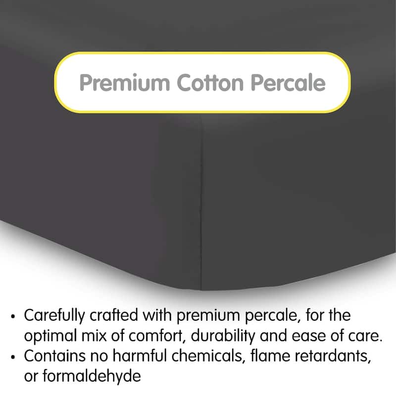 BreathableBaby Cotton Percale Fitted Sheet, For 52" x 28"/132 x 71 cm Crib & Toddler Bed Mattress, Solids (2-Pack)