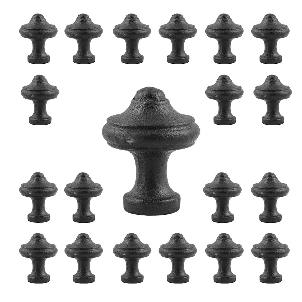 Cabinet Knob Black Wrought Iron 1" Pack of 20 Renovators Supply