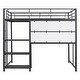 preview thumbnail 3 of 7, Metal Loft Bed Frame with Desk and Whiteboard, Full Size Loft Bed with 3 Shelves, Ladder and Guardrails for Kids, Teens - Black