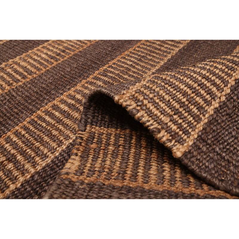 ECARPETGALLERY Flat-Weave Palas Denizli Dark Brown Jute Rug - 5'4 x 7'5