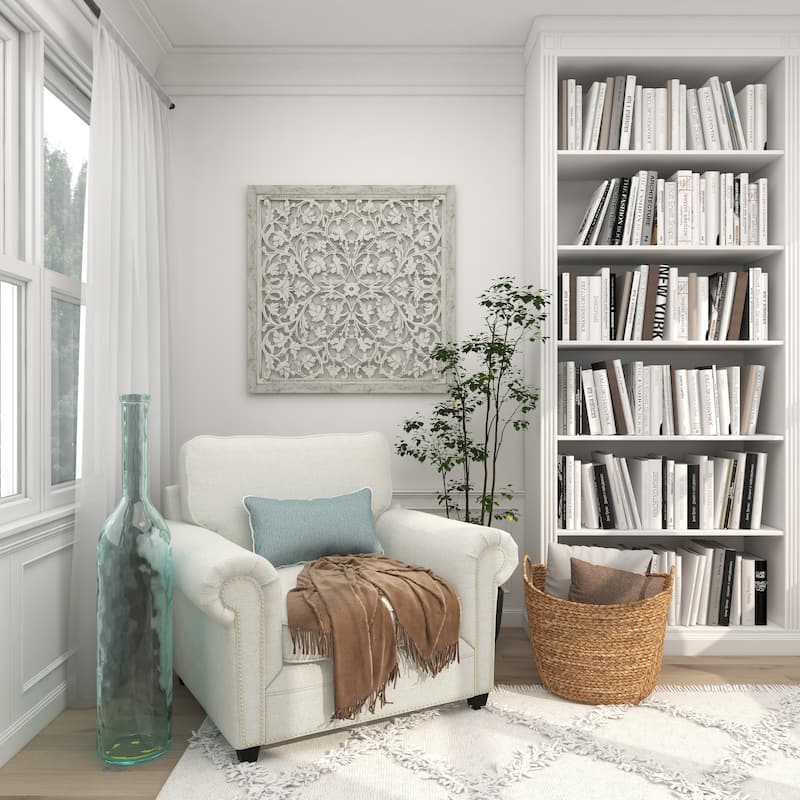 Seagrass Handmade Large Woven Decorative and Functional Storage Basket with Handles - Brown, White, Black