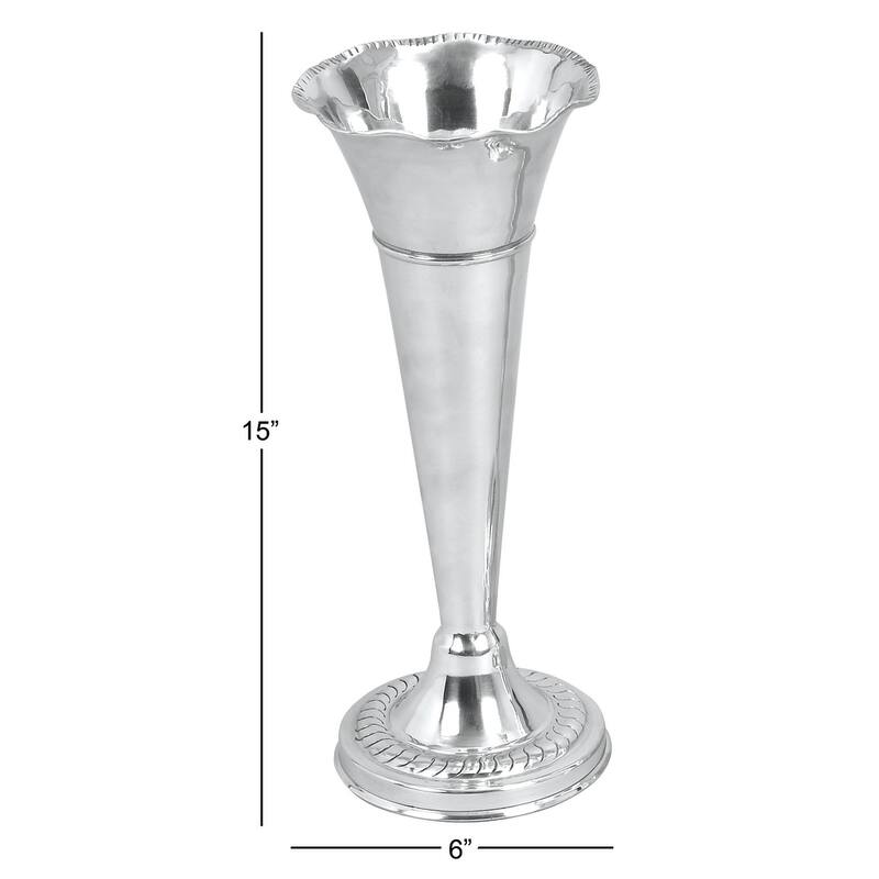 Aluminum Metal Flute Shaped Decorative Vase - Silver - Roche River Decor