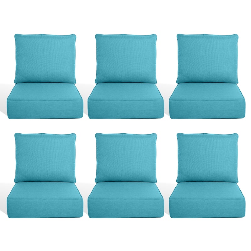 Pocassy 22"x24"x6" Inch Thick Cushions Pillows Indoor Outdoor Cushion 6 Set - Light Blue Cushion