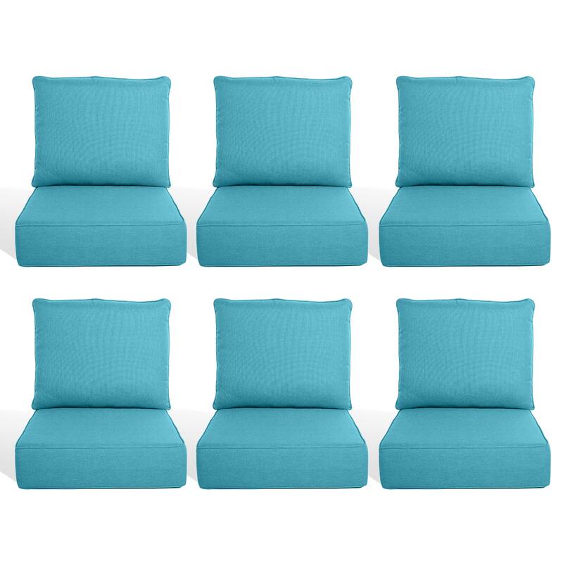 Pocassy 22"x24"x6" Thick Cushions Pillows Indoor & Outdoor Cushion - 6 Set Seat & Back Cushion - Light Blue Cushion