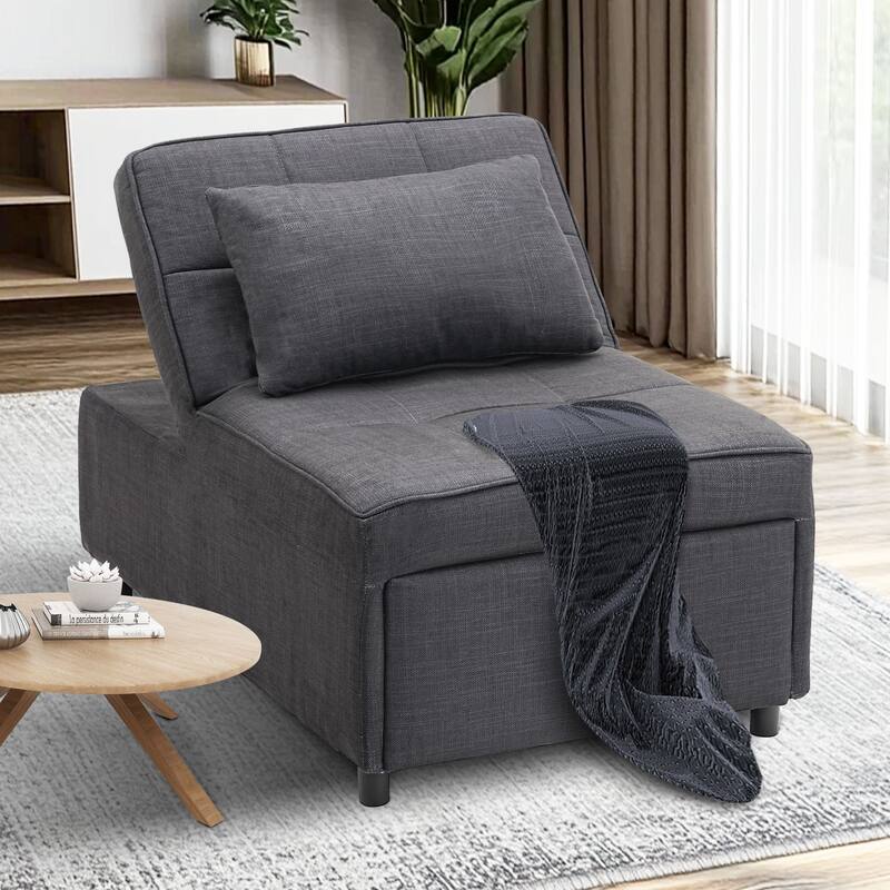 Ainfox Adjustable Sofa Chair Sleeper Sofa Bed Ottoman Couch with Metal Frame