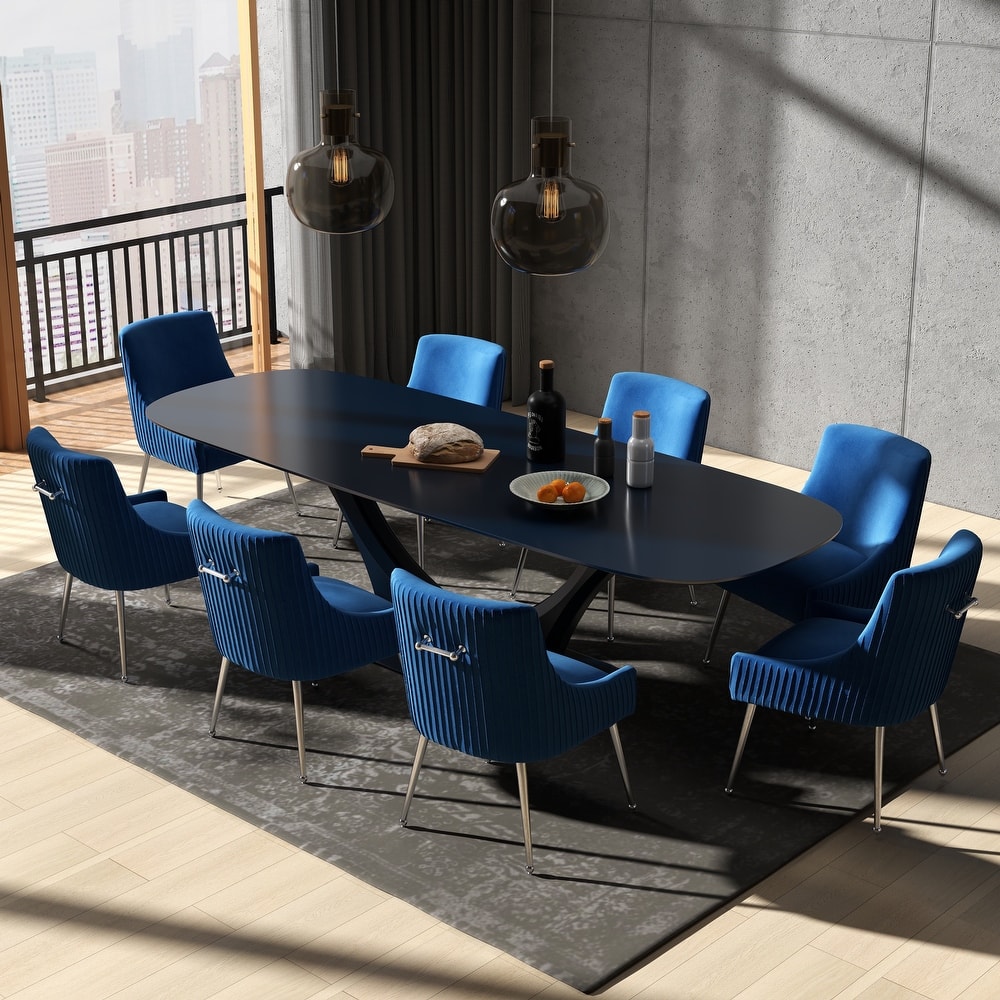 SEYNAR Modern Glam Velvet Dining Chair Set of 8 for Dining Room, Tufted Vanity Chair for Living Room (no table)