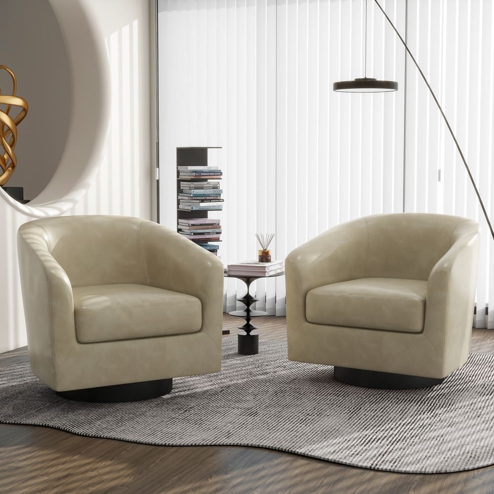 Modern Round 360-Degree Swivel Accent Chair Set of 2