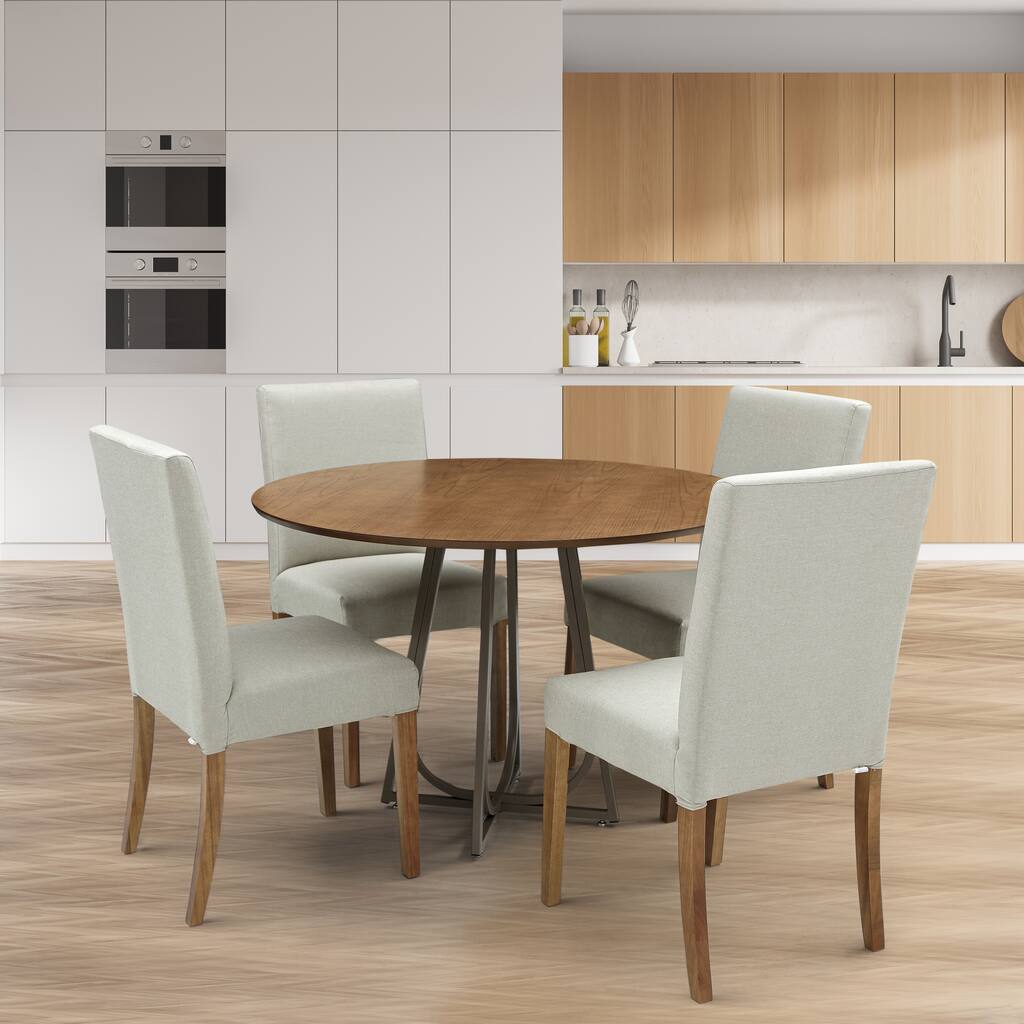 Herval 5 Piece Round Dining Set with Upholstered Dining Chairs