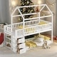 preview thumbnail 13 of 21, Twin over Twin House Bunk Bed With Shelves And Drawers