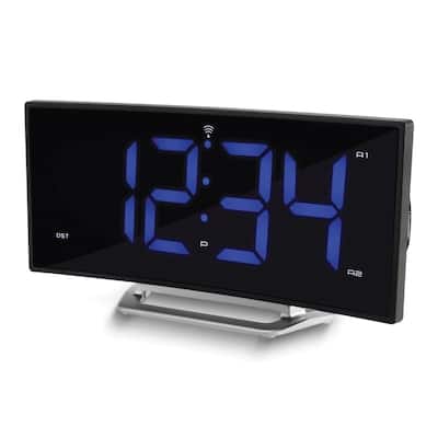 Curata Atomic Curve Led Dual Adjustable Alarm Clock with Usb Charging Port